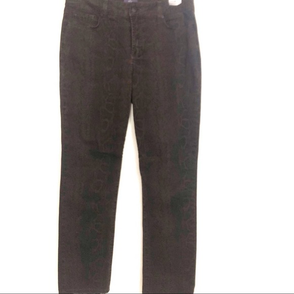 NYDJ Sheri Python Brown Snakeskin Skinny Jeans Women's Size 6 - Picture 3 of 7